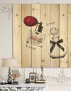 Lovely Glamorous Parfum - Traditional Bathroom Print on Natural Pine Wood