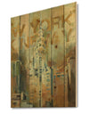 Gold Vintage Empire State Building II - Vintage Architecture Print on Natural Pine Wood