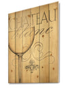 French Chateau White Wine II - Food and Beverage Print on Natural Pine Wood