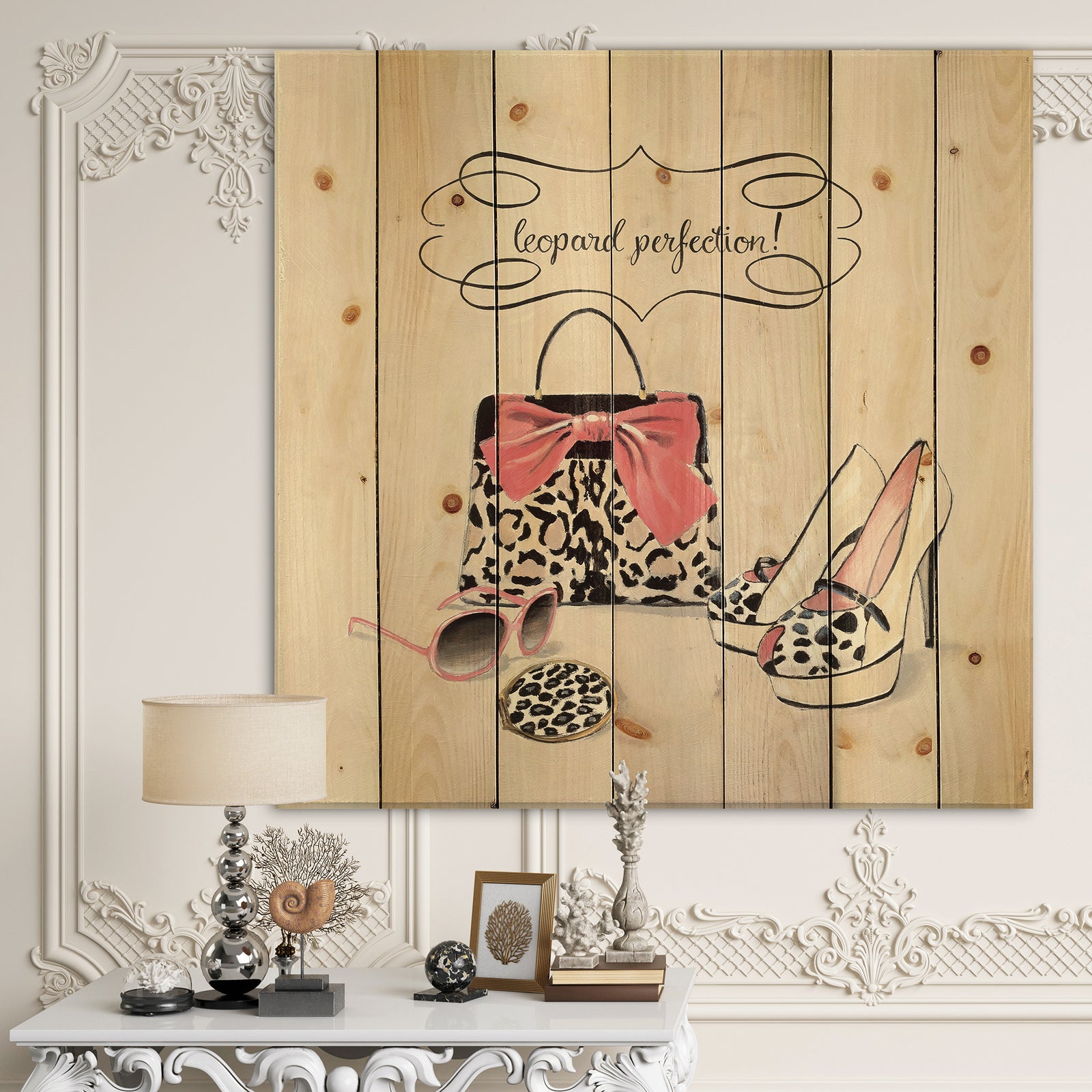 Glam fashion handbags II - Fashion Print on Natural Pine Wood