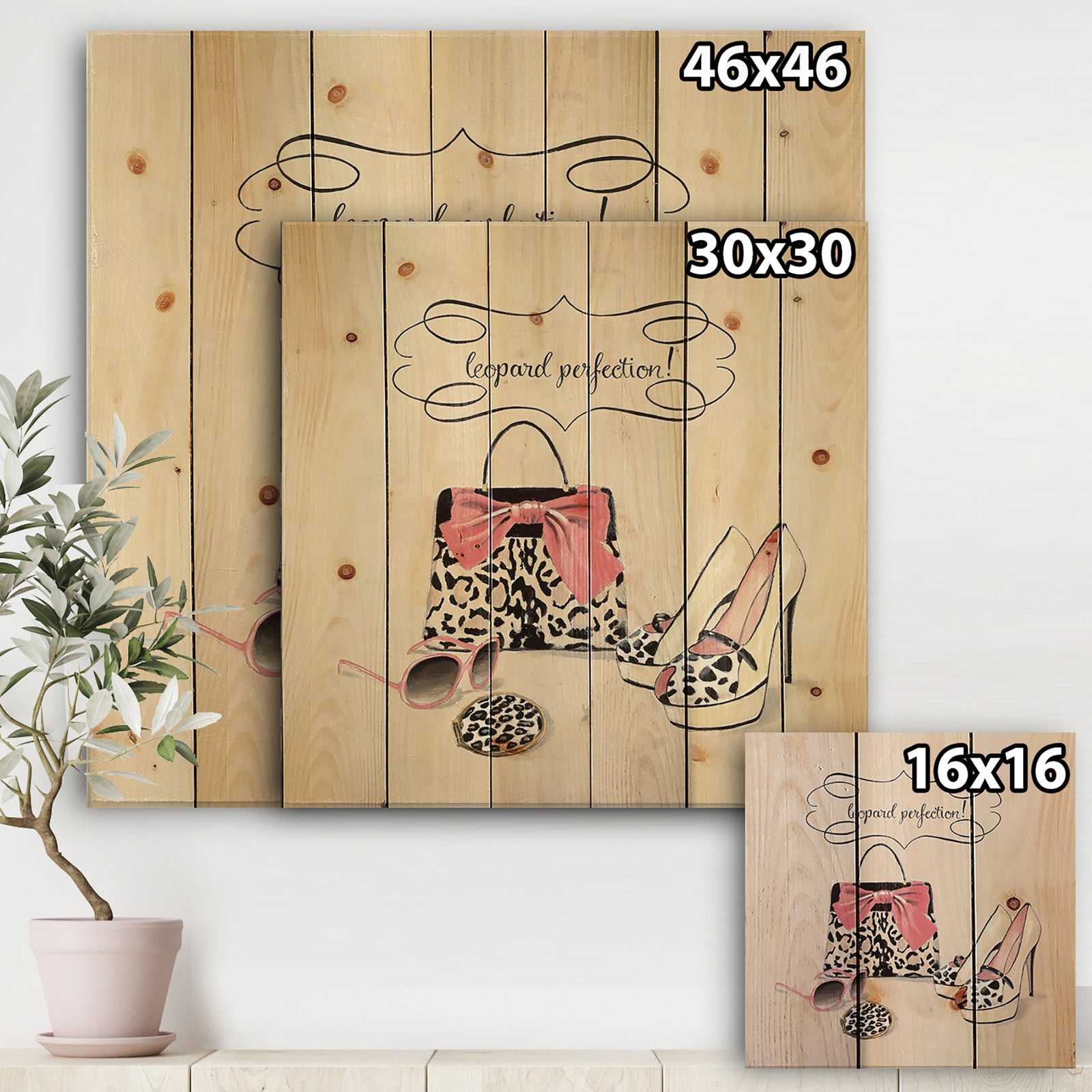Glam fashion handbags II - Fashion Print on Natural Pine Wood