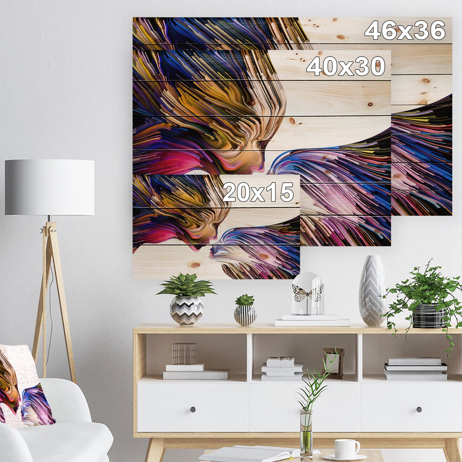 Metaphorical Mind Painting - Contemporary Print on Natural Pine Wood