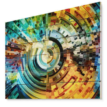 Paths of Stained Glass - Abstract Print on Natural Pine Wood