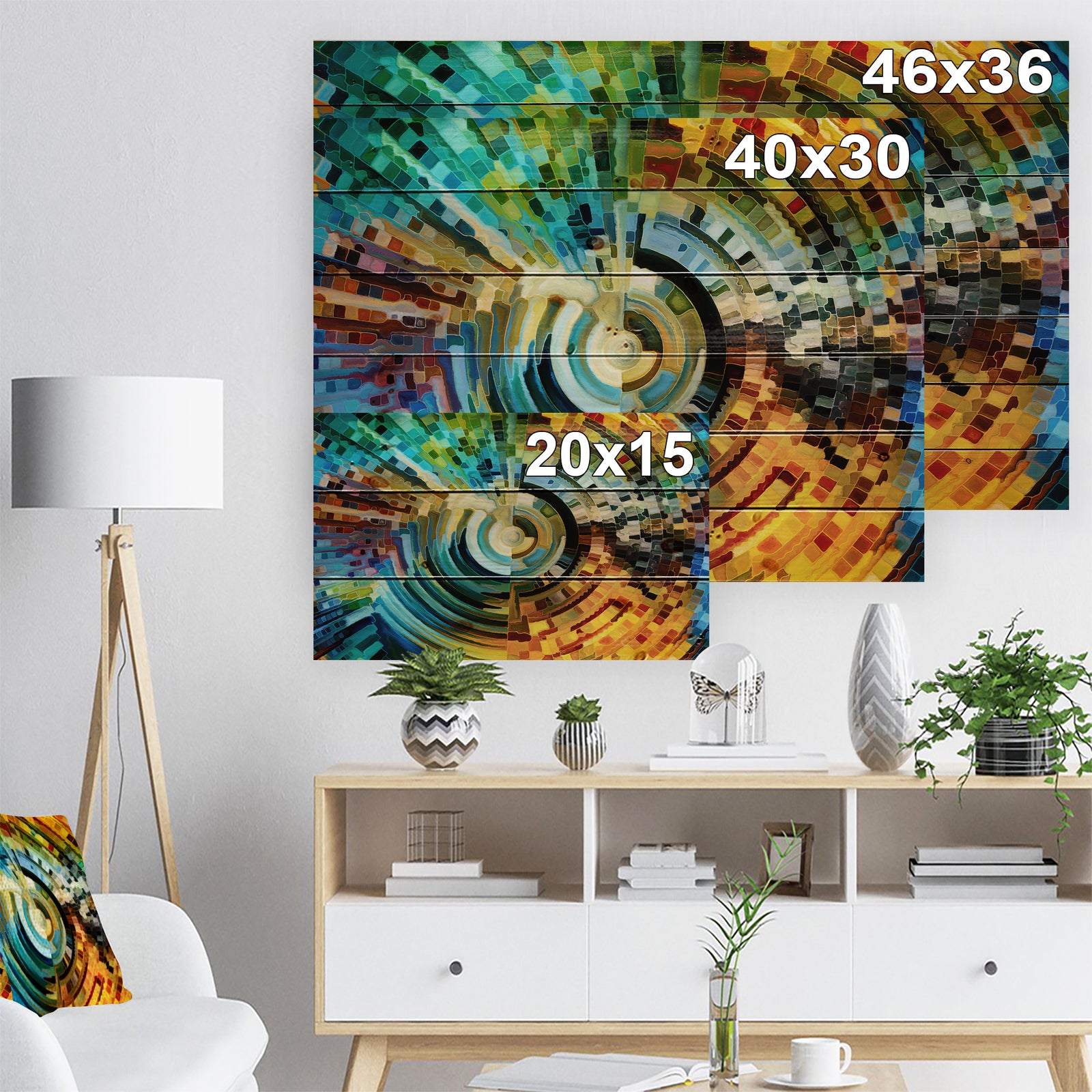 Paths of Stained Glass - Abstract Print on Natural Pine Wood