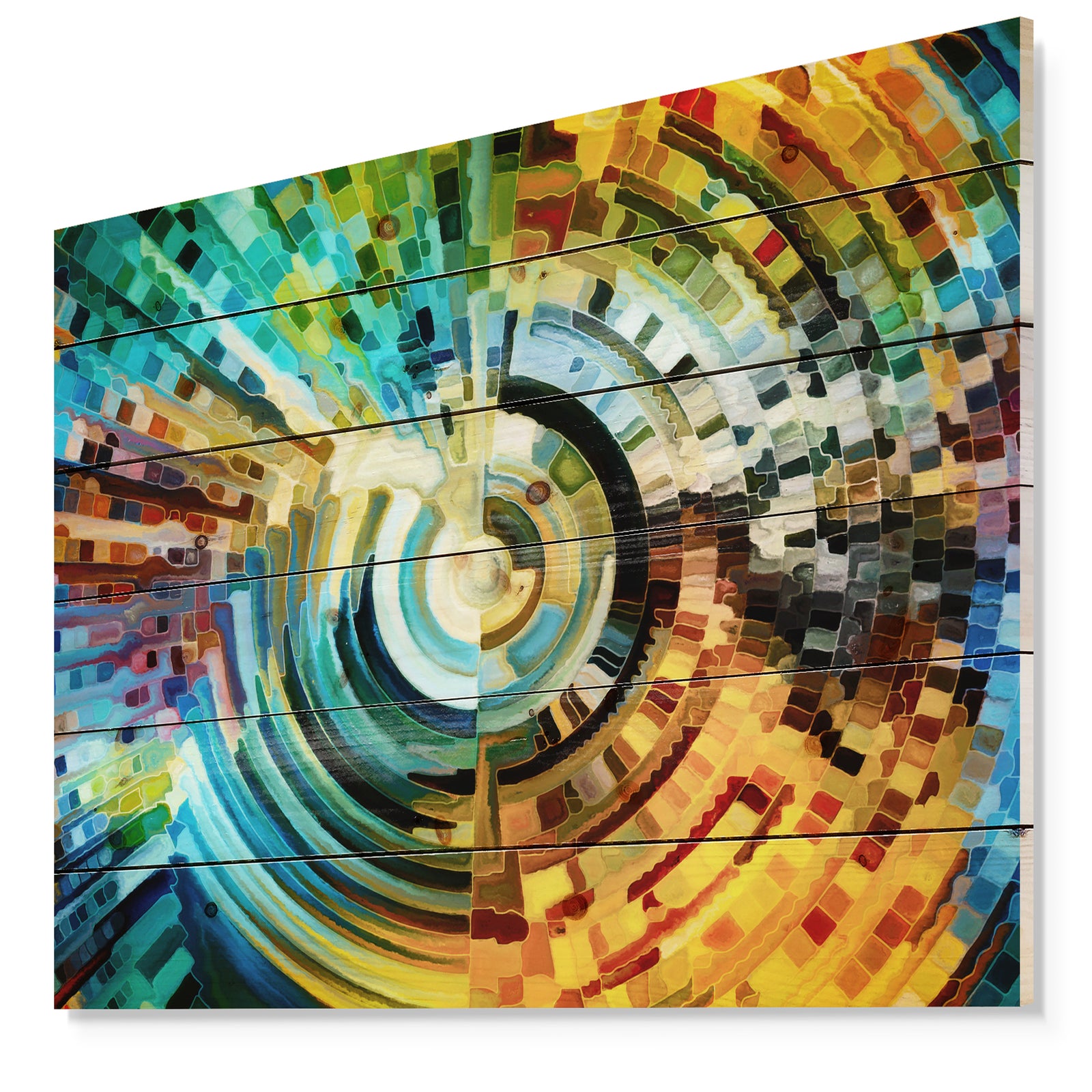 Paths of Stained Glass - Abstract Print on Natural Pine Wood