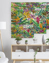 Tropical Leaves and Flowers - Floral Art Print on Natural Pine Wood