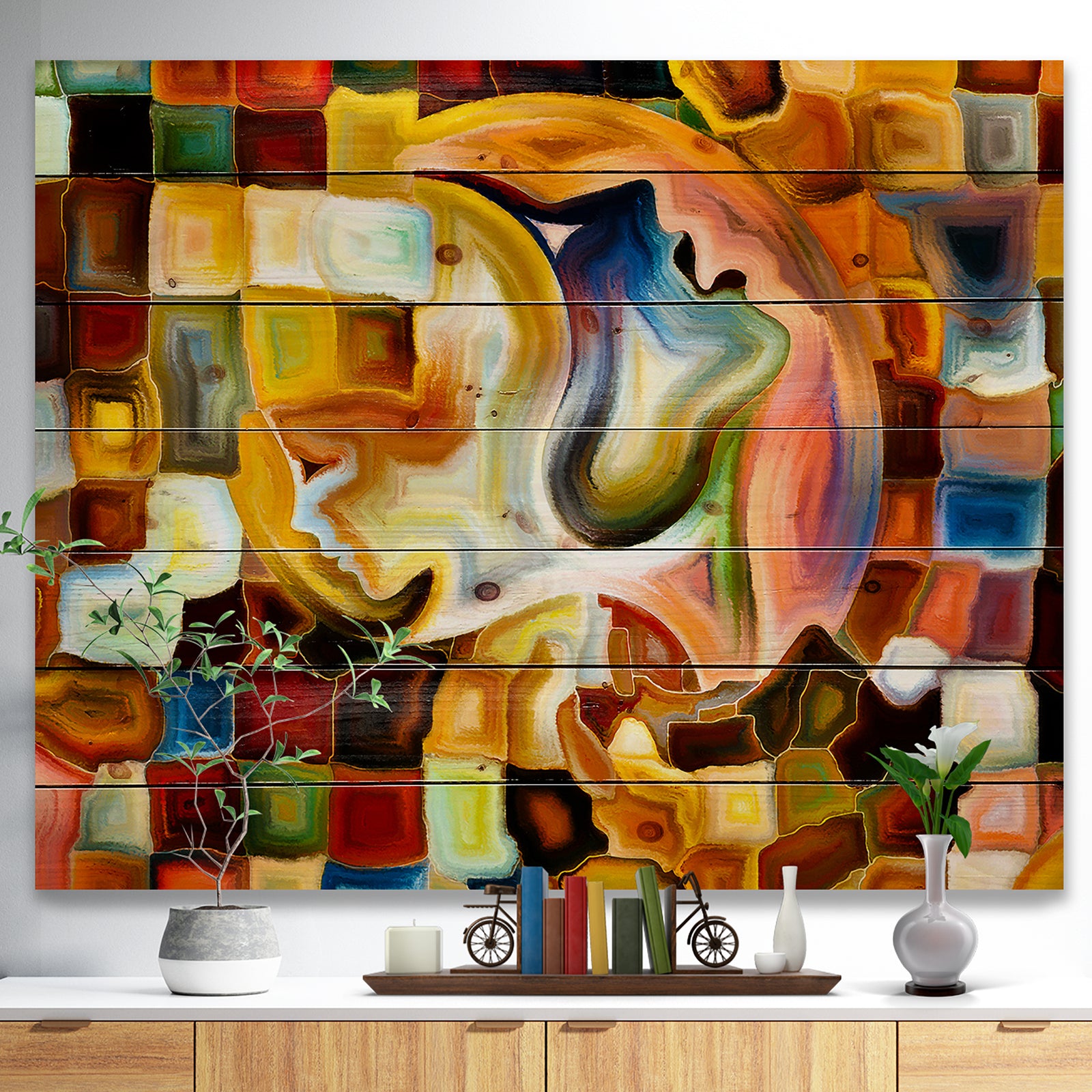 Way of Inner Paint - Abstract Print on Natural Pine Wood
