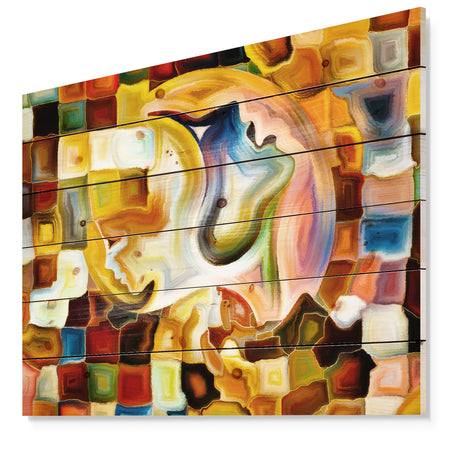 Way of Inner Paint - Abstract Print on Natural Pine Wood