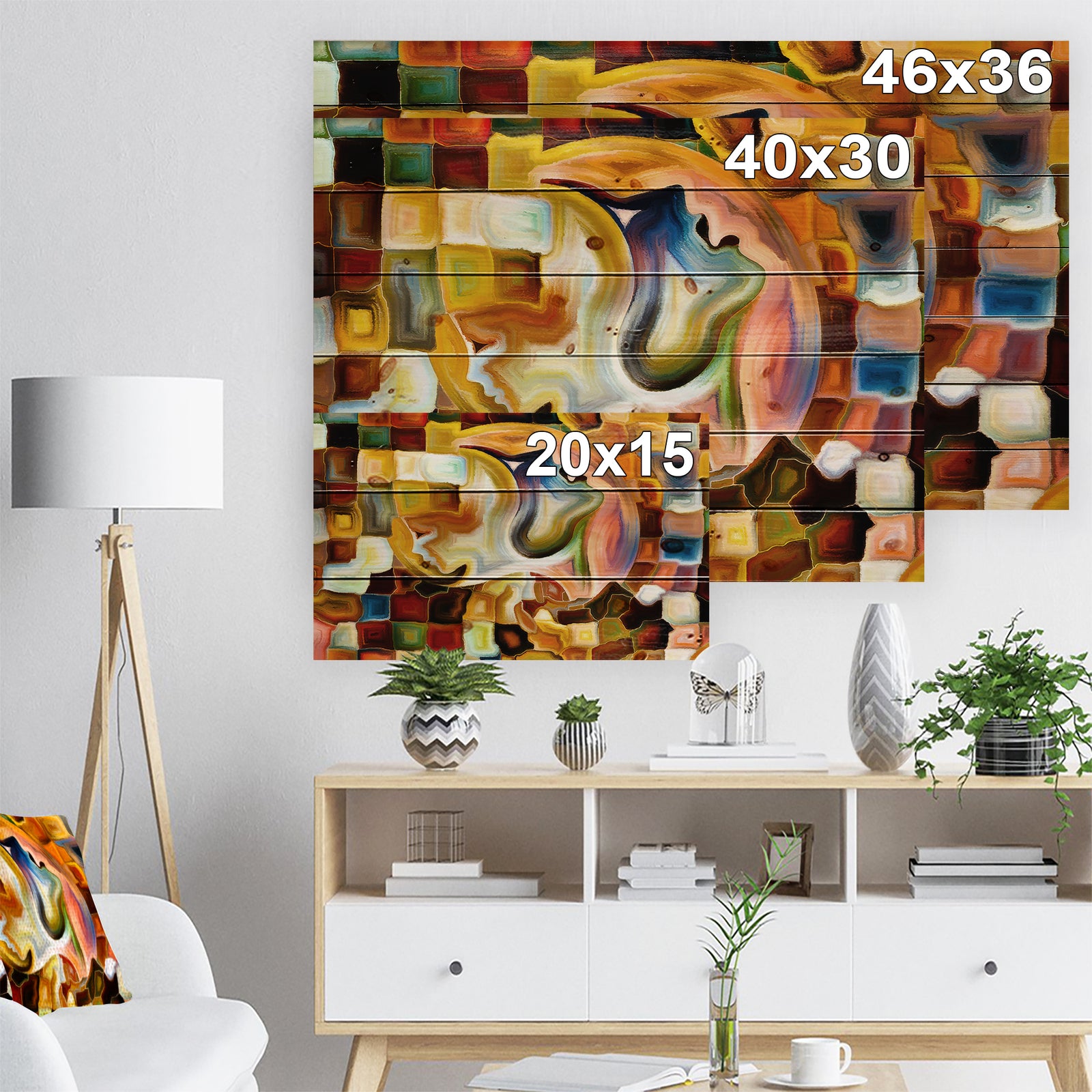 Way of Inner Paint - Abstract Print on Natural Pine Wood