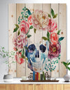 Skull Bouquet Vector Art - Contemporary Print on Natural Pine Wood