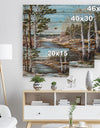 The spring Siberian River - Landscape Print on Natural Pine Wood