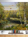 Quiet Autumn River - Landscape Print on Natural Pine Wood