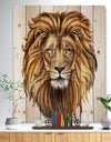 King Lion Aslan - Animal Art Print on Natural Pine Wood