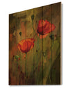 Watercolor Poppy Flowers - Floral Art Print on Natural Pine Wood