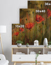 Watercolor Poppy Flowers - Floral Art Print on Natural Pine Wood