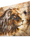 Lion Collage - Animal Art Print on Natural Pine Wood