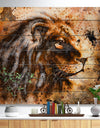 Lion Collage - Animal Art Print on Natural Pine Wood