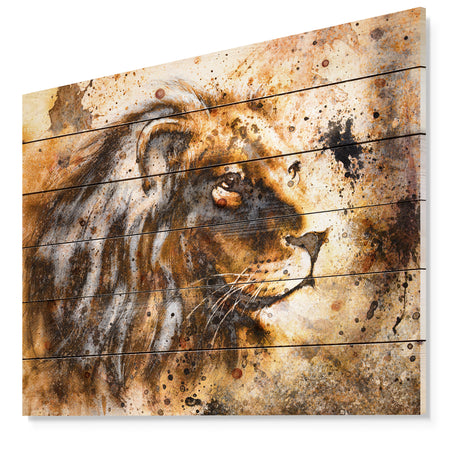 Lion Collage - Animal Art Print on Natural Pine Wood