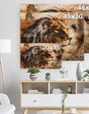 Lion Collage - Animal Art Print on Natural Pine Wood