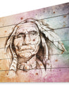 American Indian Head - Portrait Print on Natural Pine Wood