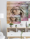 American Indian Head - Portrait Print on Natural Pine Wood