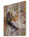 The River over the Girl - Abstract Print on Natural Pine Wood