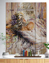 The River over the Girl - Abstract Print on Natural Pine Wood