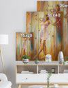 Beautiful Woman in Dress - Portrait Print on Natural Pine Wood