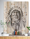 Native American Indian - Bohemian Print on Natural Pine Wood