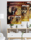 Woman with Wolf - Portrait Print on Natural Pine Wood