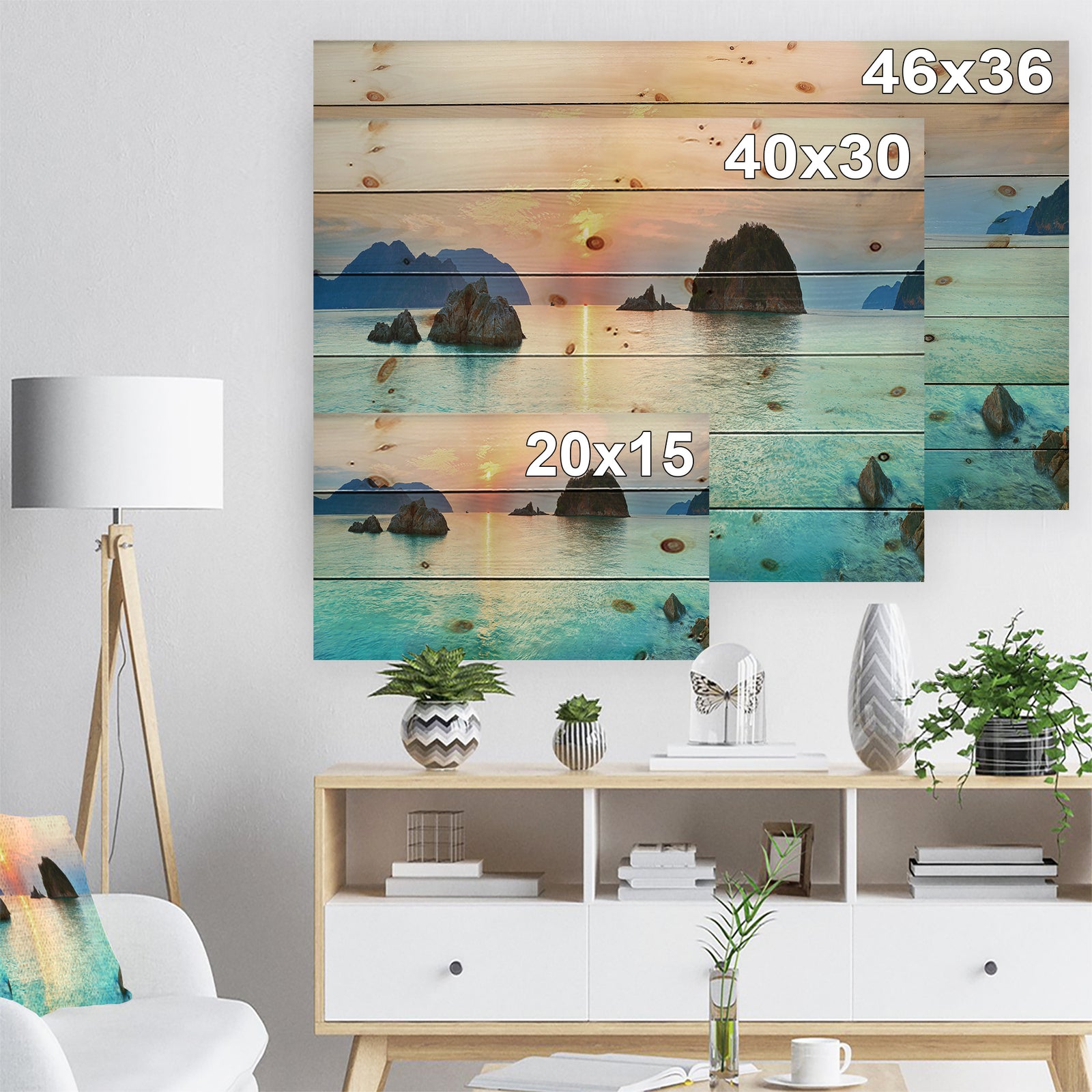 Sunrise Panorama - Photography Print on Natural Pine Wood