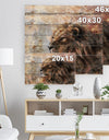 Peaceful Lion - Animal Art Print on Natural Pine Wood