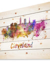 Cleveland Skyline - Cityscape Print on Natural Pine Wood