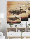 Dirigible Balloon in Sky over City - Abstract Print on Natural Pine Wood