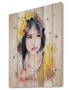 Portrait of Beautiful Girl - Fashion Print on Natural Pine Wood