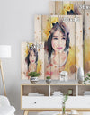 Portrait of Beautiful Girl - Fashion Print on Natural Pine Wood