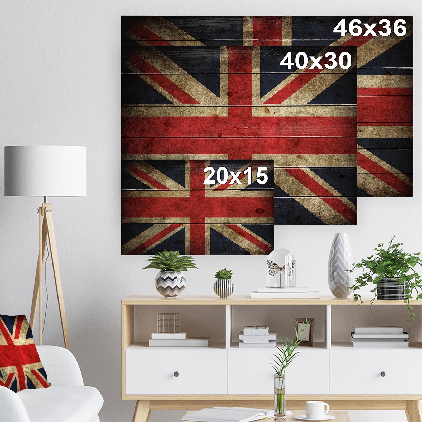Vintage UK Flag - Contemporary Print on Natural Pine Wood