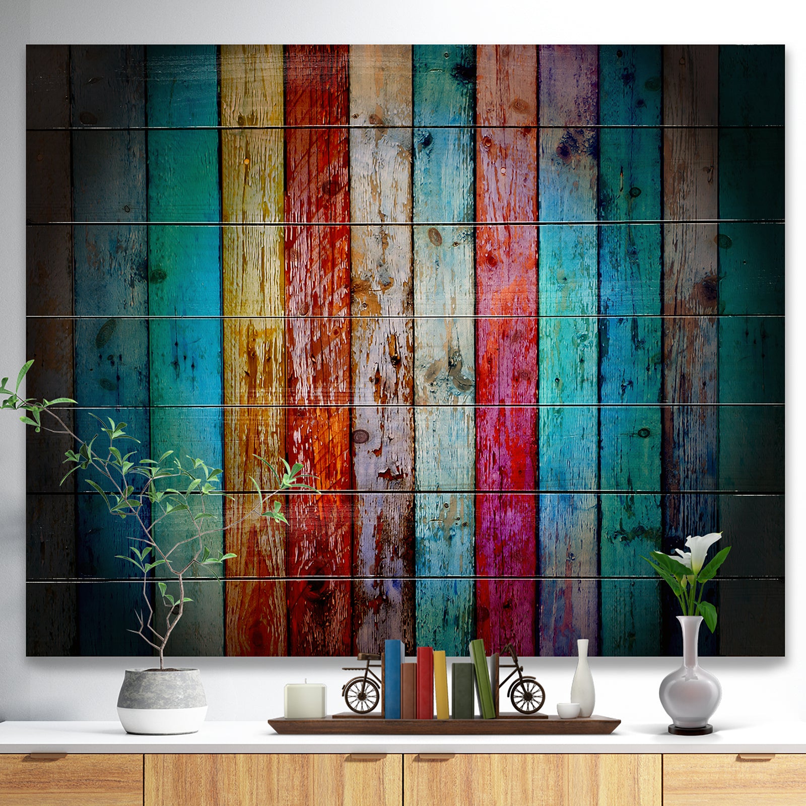 Vintage Wooden Pattern - Contemporary Print on Natural Pine Wood