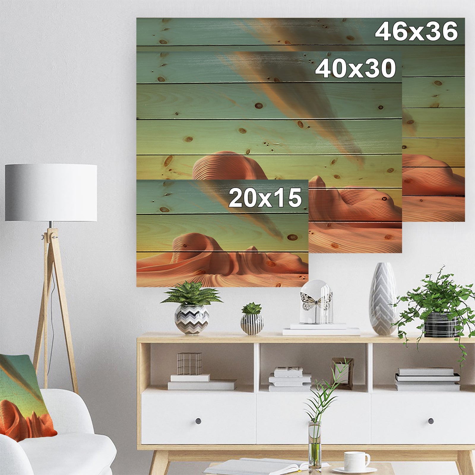 3D Alien World Surreal Fantasy - Contemporary Print on Natural Pine Wood