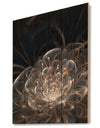 Fractal Flower with Golden Rays - Floral Art Print on Natural Pine Wood