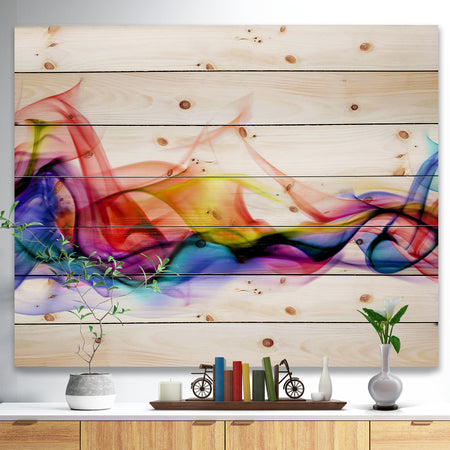 Abstract Smoke - Contemporary Print on Natural Pine Wood