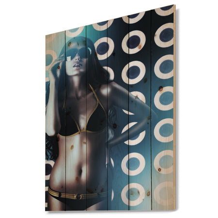 Hot Woman in Sunglasses - Sensual Print on Natural Pine Wood