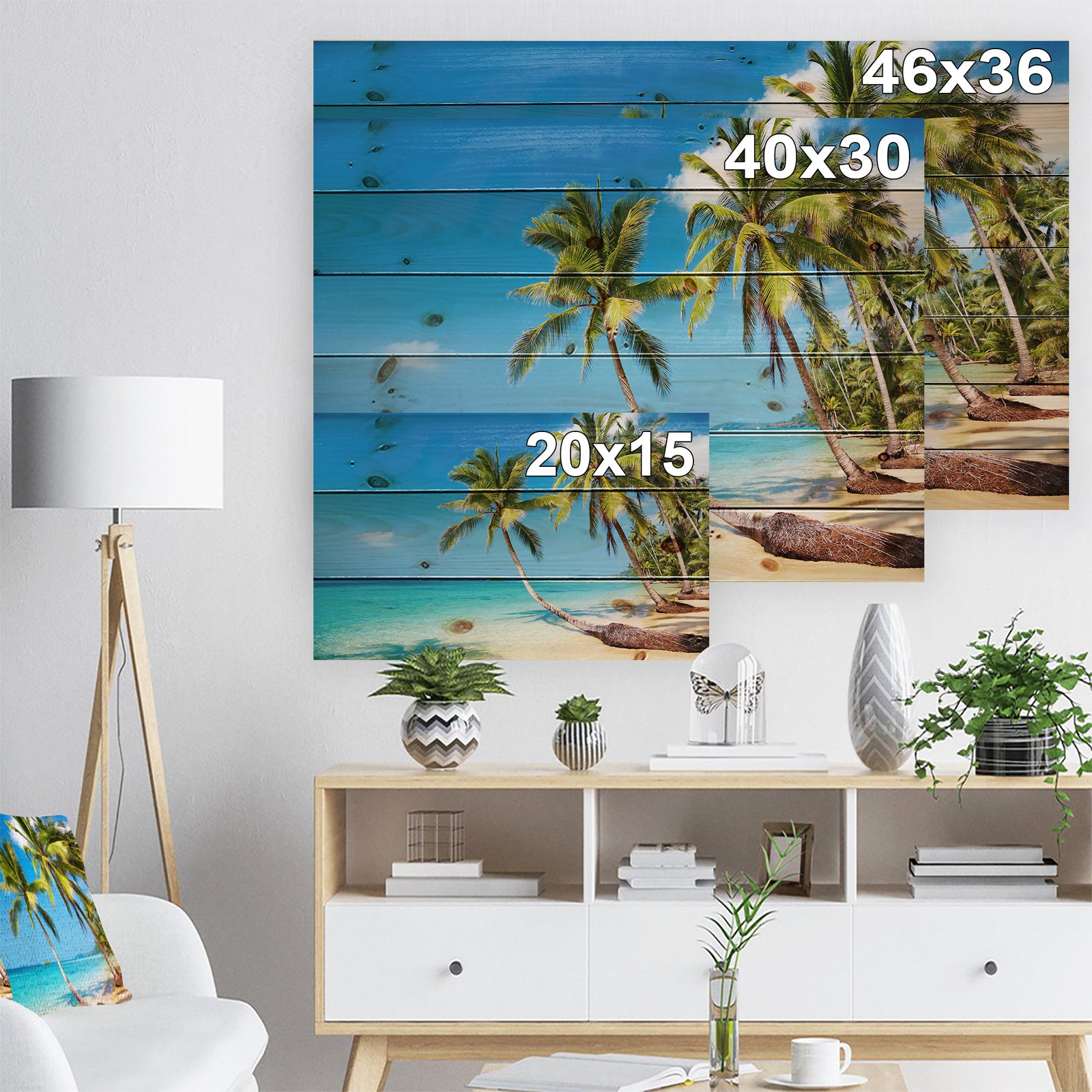 Tropical Beach - Photography Seascape Print on Natural Pine Wood