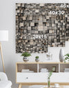Black and Grey Cubes - Contemporary Print on Natural Pine Wood