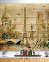 Old Beautiful Paris - Cityscape Digital Print on Natural Pine Wood