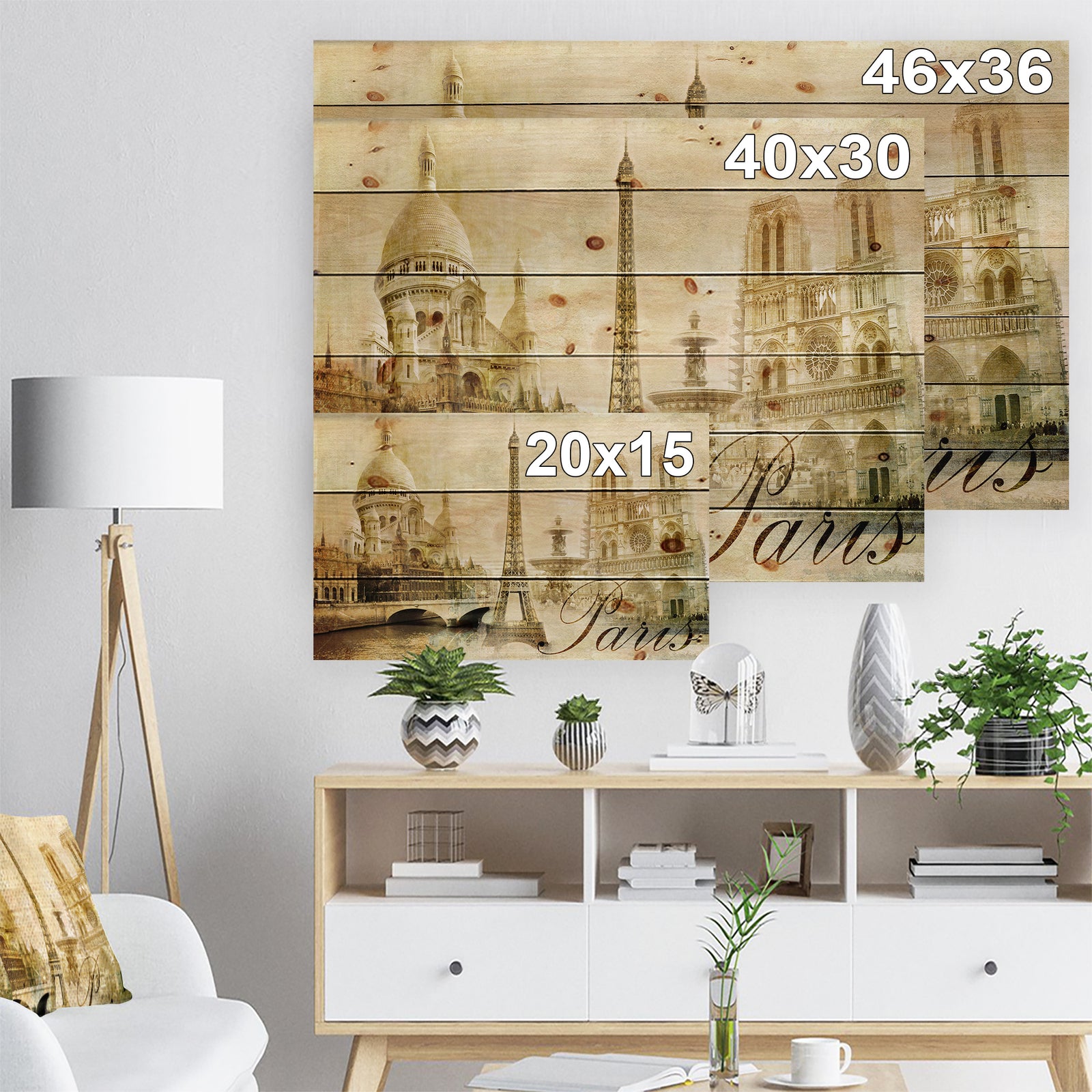 Old Beautiful Paris - Cityscape Digital Print on Natural Pine Wood
