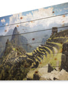 Machu Picchu Panorama - Landscape Photo Print on Natural Pine Wood