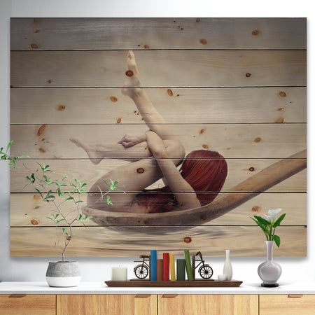 Beauty Bath - Contemporary Print on Natural Pine Wood