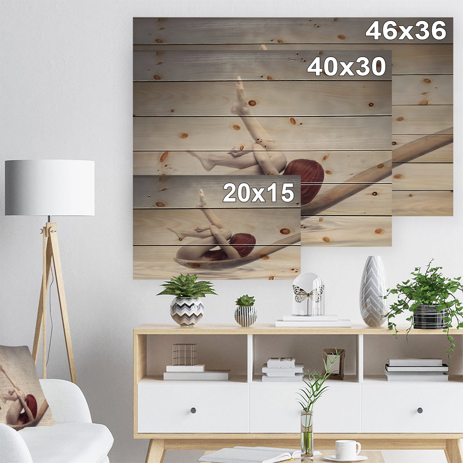 Beauty Bath - Contemporary Print on Natural Pine Wood