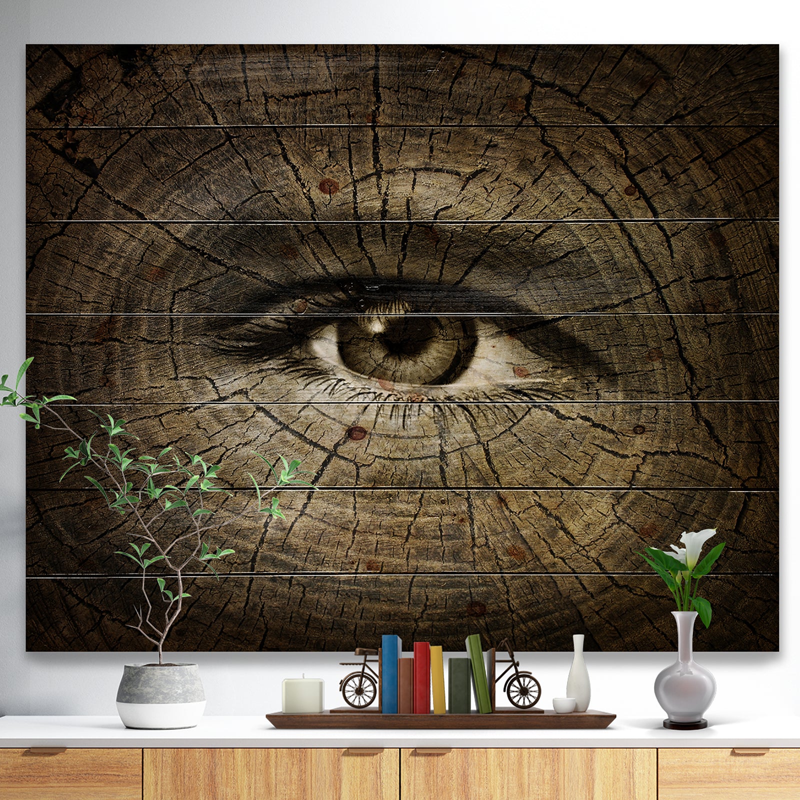 Aging Eyes - Abstract Print on Natural Pine Wood